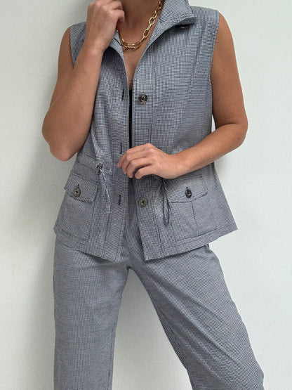 Vintage Gingham Cargo Vest & Pant Set