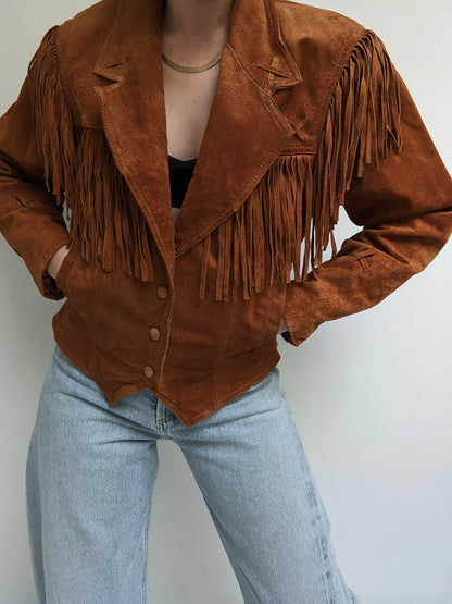 Vintage Cinnamon Fringed Suede Jacket