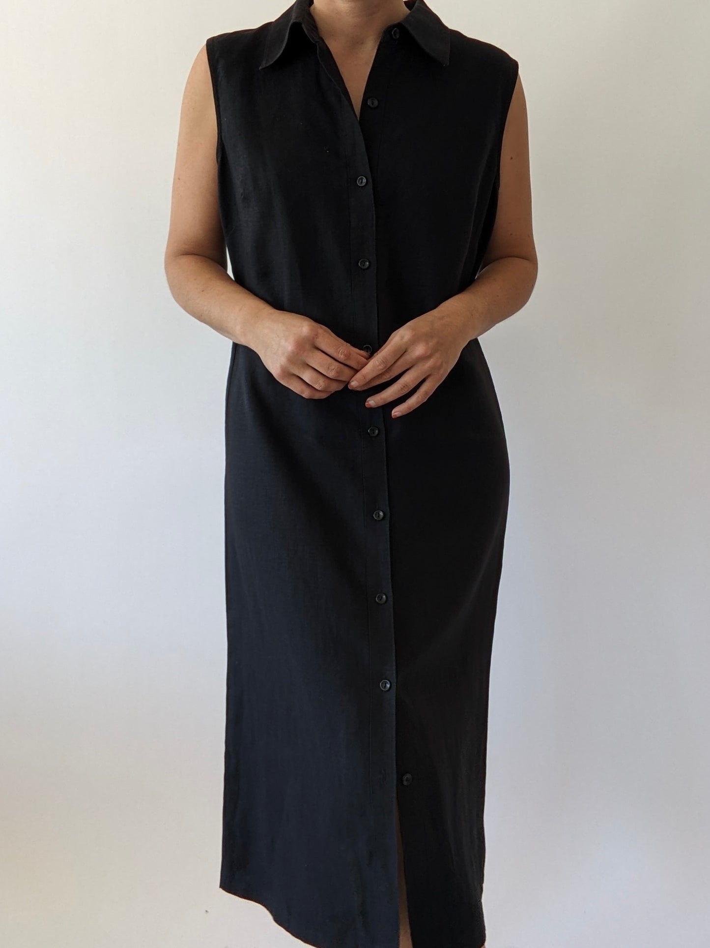 Vintage Onyx Sleeveless Linen Dress