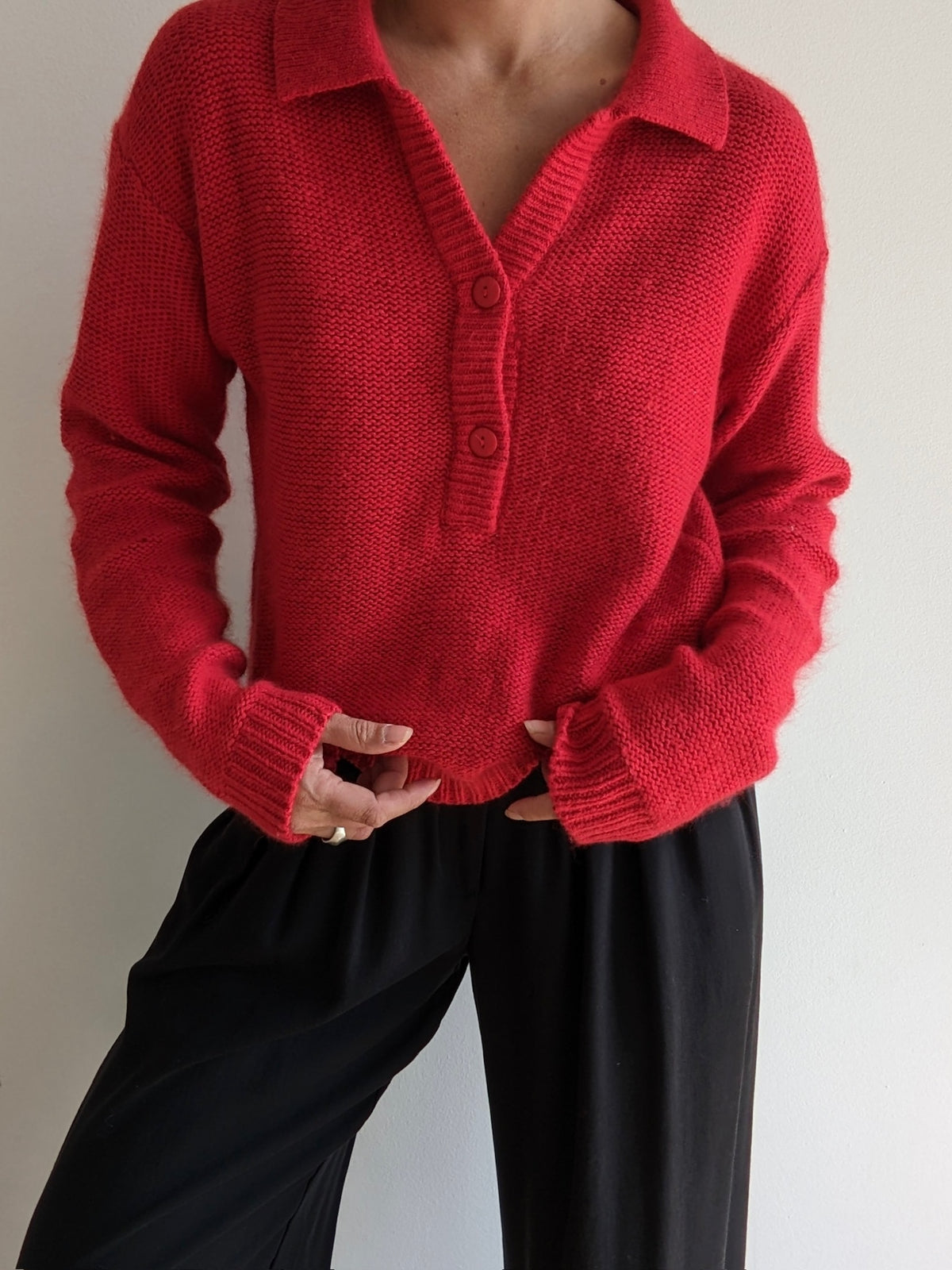 Vintage Cayenne Silk & Angora Henley