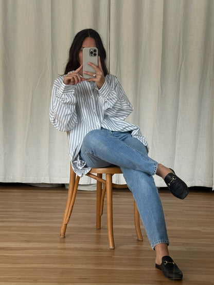 Vintage Christian Dior Sky Striped Button Down