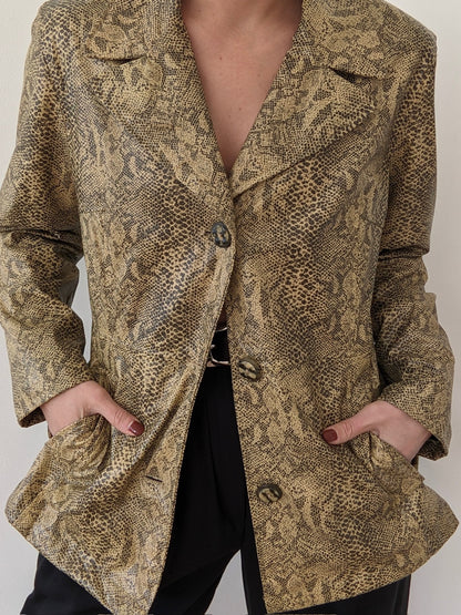 Vintage Snakeskin Vegan Leather Jacket