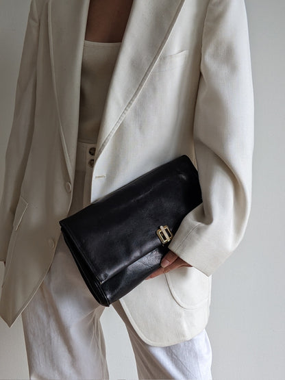 Vintage Italian Onyx Leather Clutch