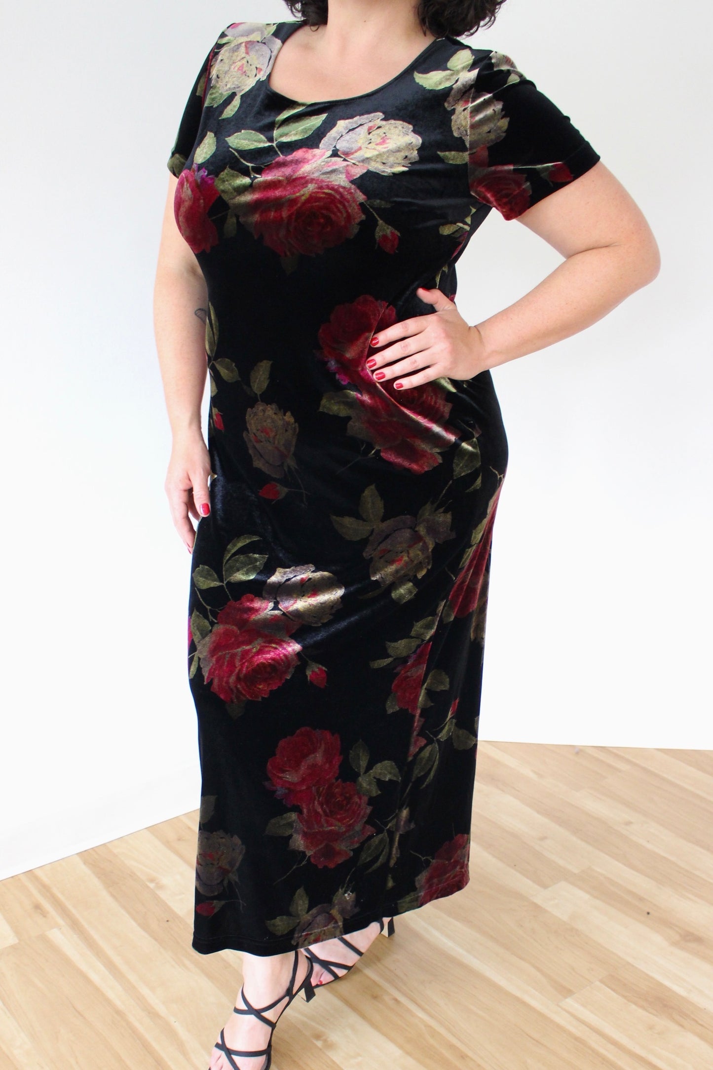 90s Floral Velvet Dress