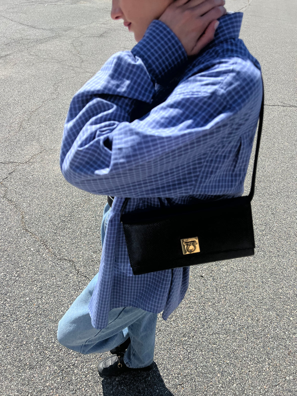 Vintage Yves Saint Laurent Blue Plaid Button Up