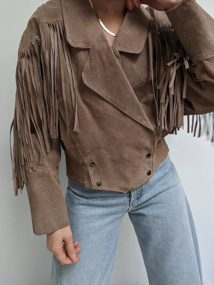 Vintage Amaretto Fringed Suede Jacket