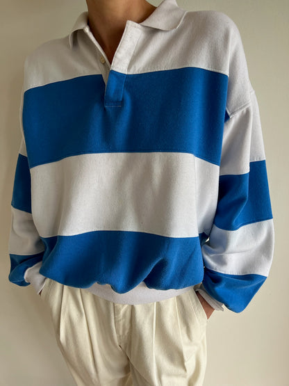 Vintage Blue & White Striped Henley