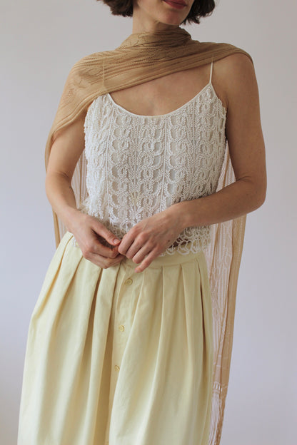 Vintage Sheer Knit Fringe Scarf