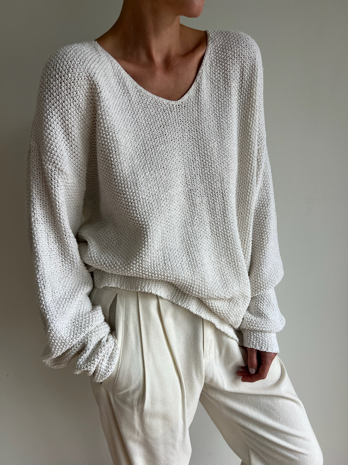 Vintage Ivory Seed Stitch Sweater