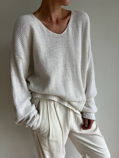 Vintage Ivory Seed Stitch Sweater