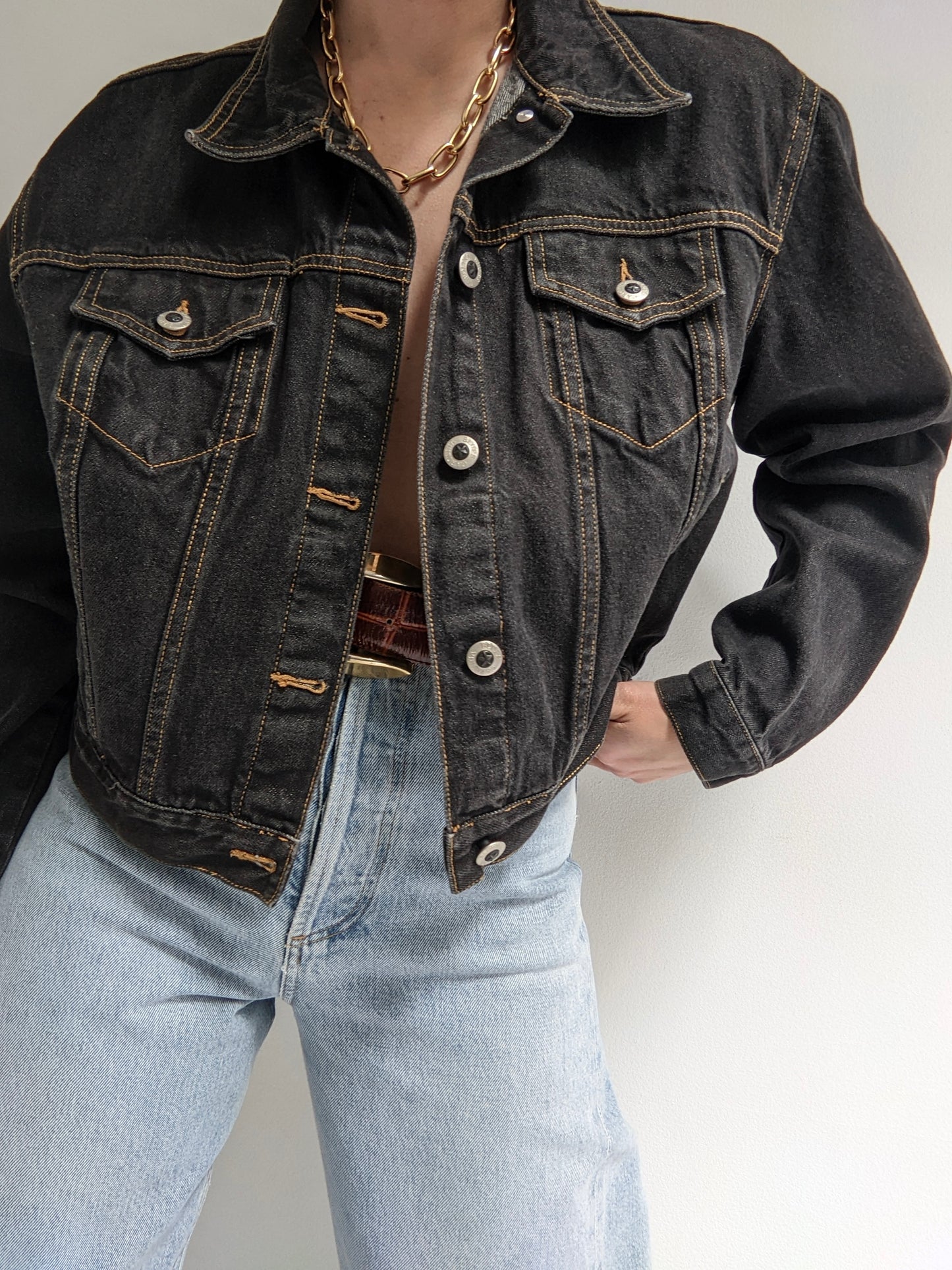 Favorite Vintage Faded Black Denim Jacket