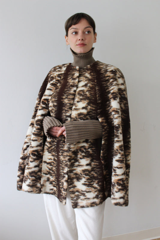 Vintage Schiaparelli Patterned Fleece Cape