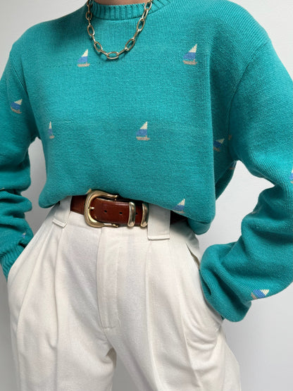 Vintage Sailboat Graphic Sweater