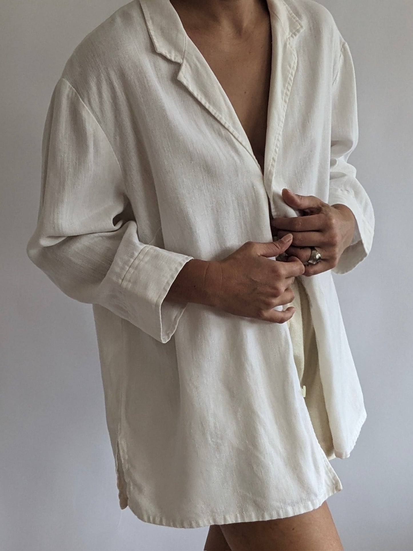 Vintage Ivory Linen Overshirt