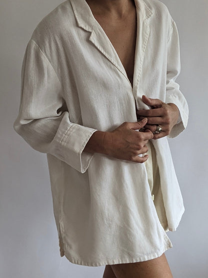 Vintage Ivory Linen Overshirt