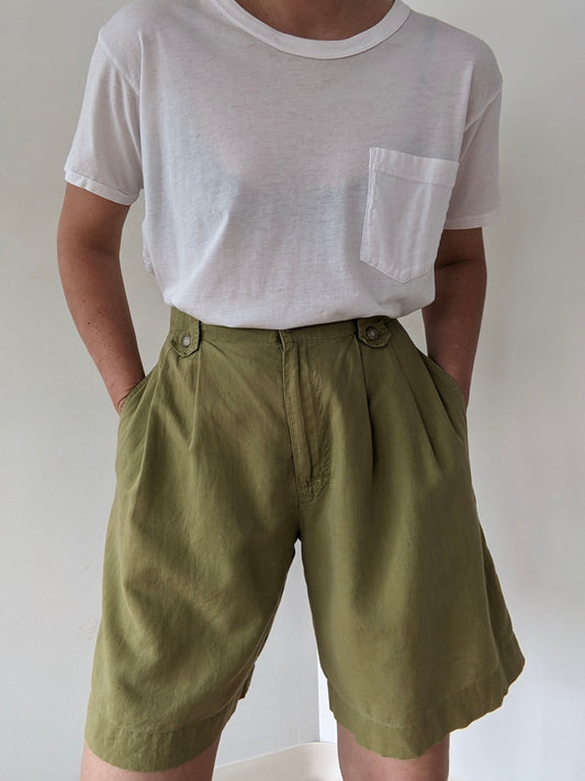 Vintage Calvin Klein Avocado Linen Shorts