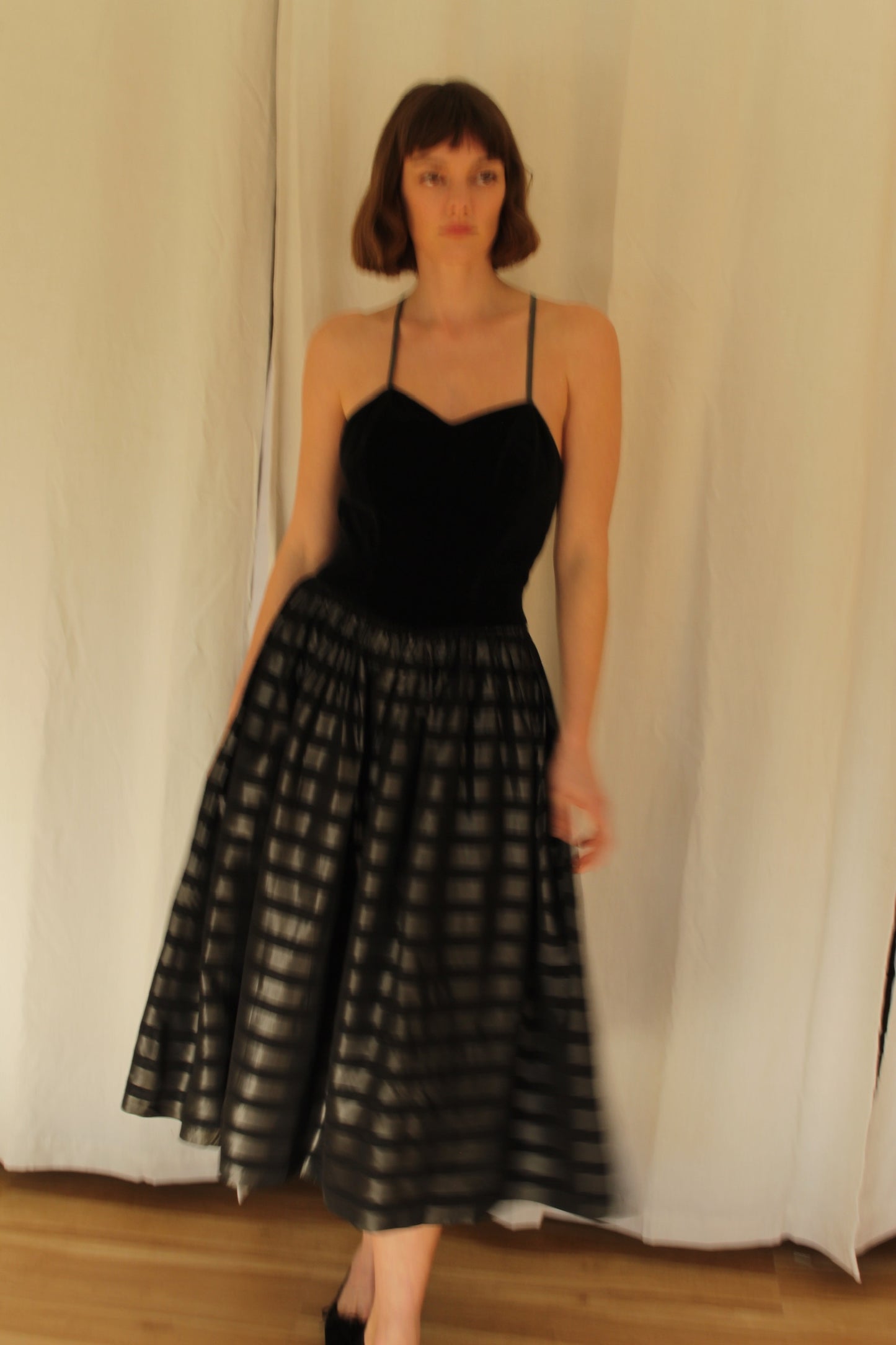 Stunning Vintage Velvet & Striped Dress