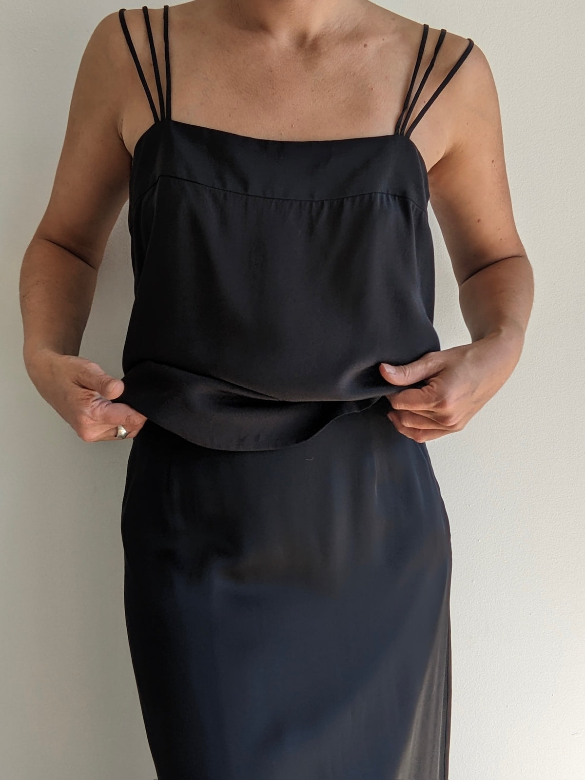 Vintage Ink Black Silk Slip Top