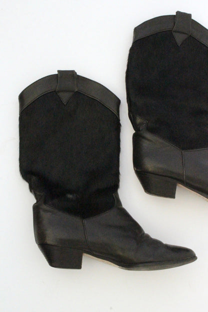 Vintage Italian Calf Hair Cowboy Boots