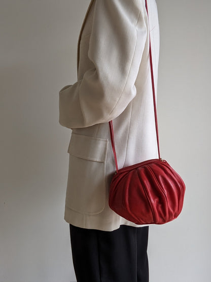 Rare Vintage Red Leather Spherical Purse