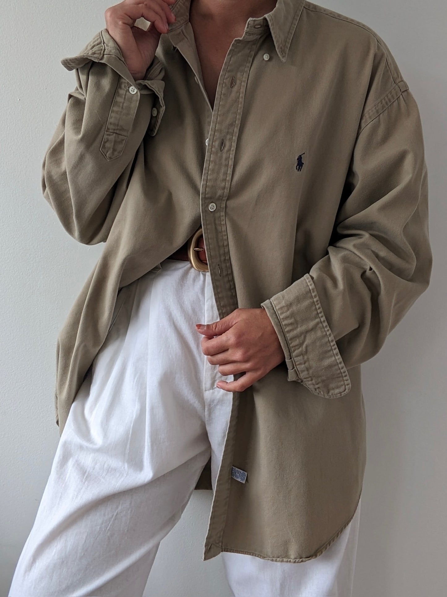 90s Ralph Lauren Khaki Cotton Twill Shirt