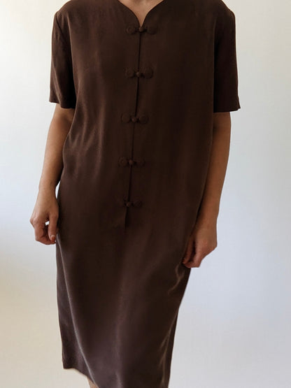 Vintage Cocoa Silk Dress