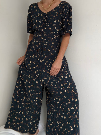 Vintage Floral Wide Leg Jumpsuit