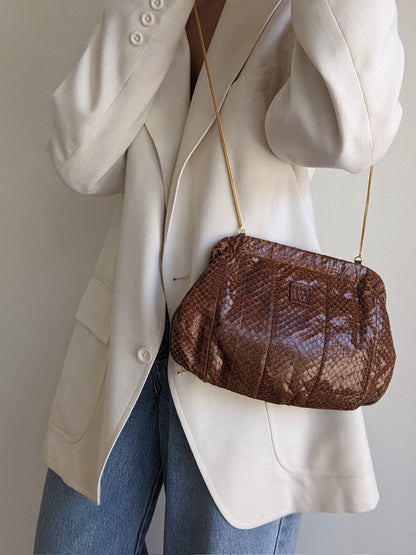 Vintage Anne Klein Snakeskin Clutch Purse