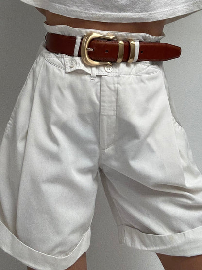 Vintage Ivory Twilled Shorts