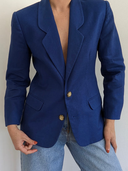 Vintage Sapphire Linen Blazer