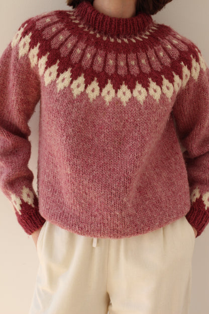 Amazing Vintage Hand Knit Fair Isle Wool Sweater