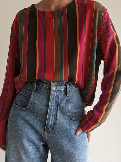 Bold Vintage Striped Silk Tunic
