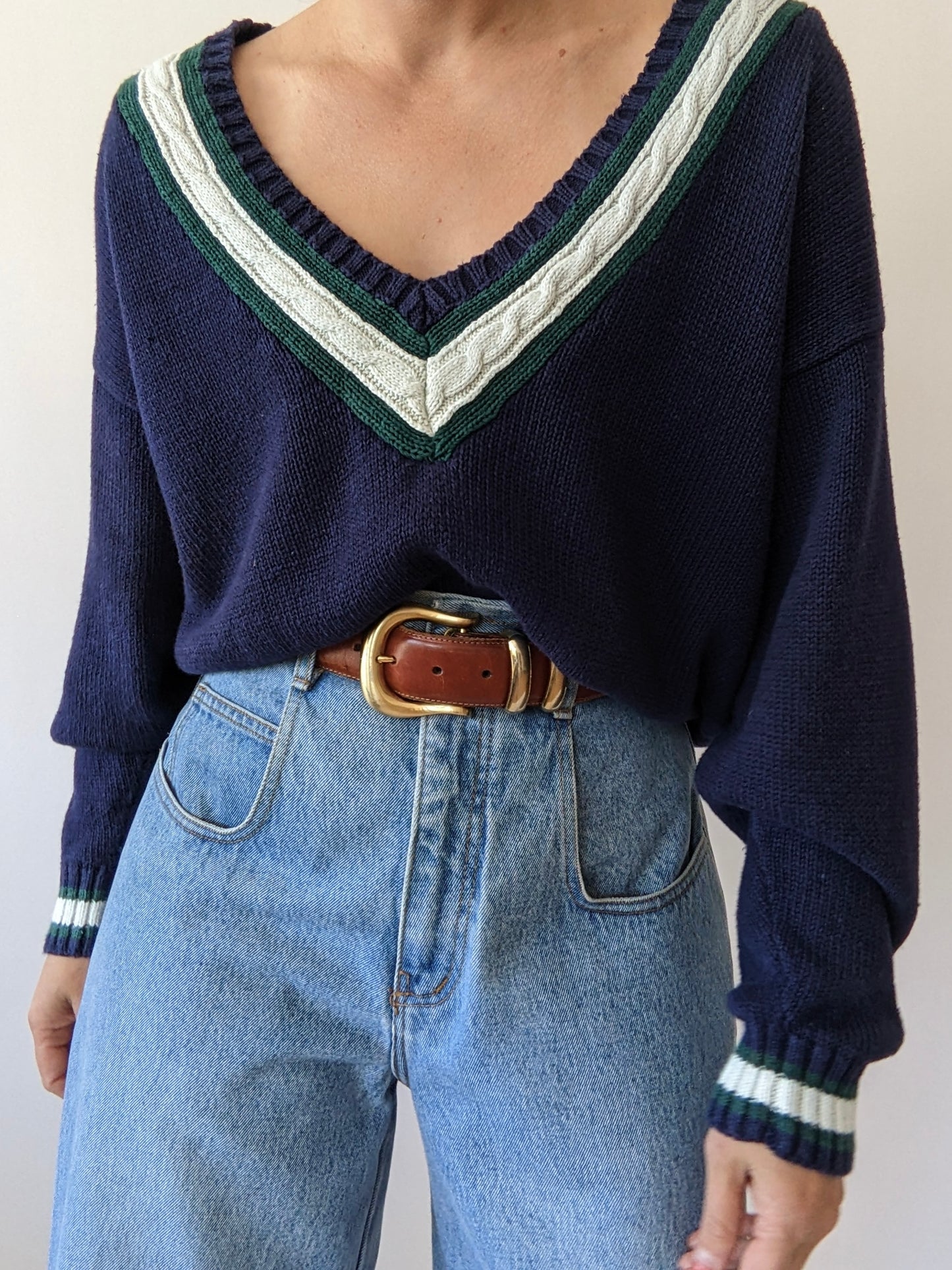 Favorite Vintage Collegiate V-Neck Sweater