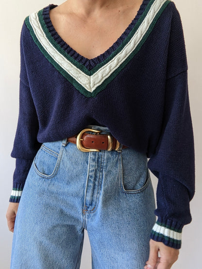 Favorite Vintage Collegiate V-Neck Sweater