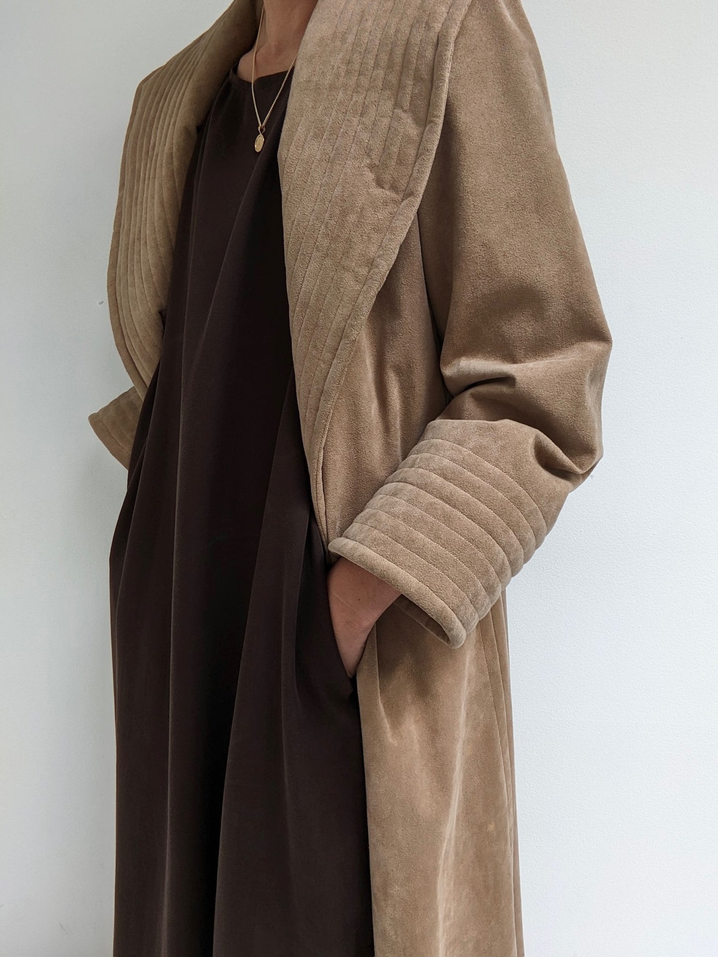 Vintage Vegan Suede Robe Coat