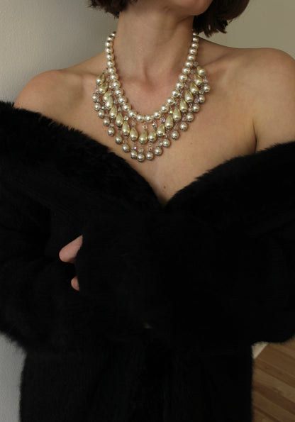 Vintage Faux Pearl Drop Collar