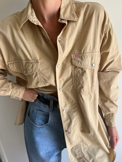 Vintage Guess Sand Pearl Snap Shirt