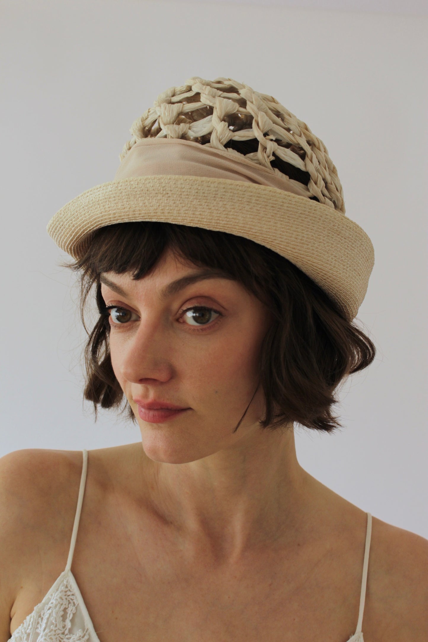 Incredible Vintage Woven Cloche Hat