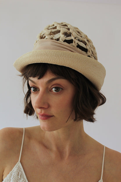 Incredible Vintage Woven Cloche Hat