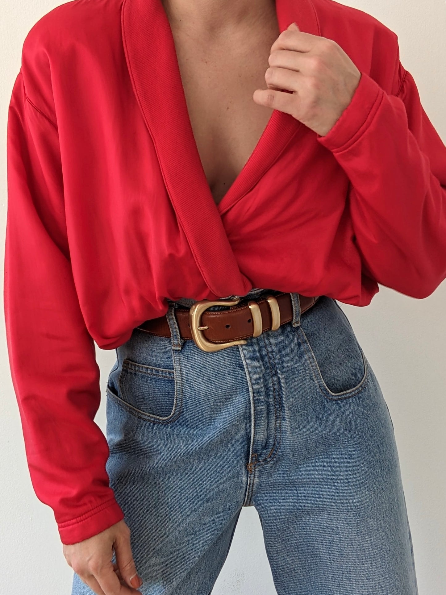 Amazing Vintage Cayenne Cropped Silk Popover