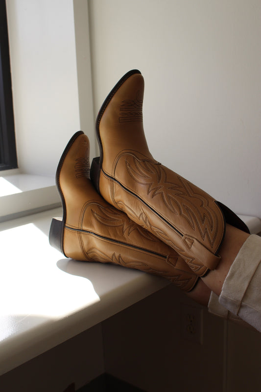 Vintage Wrangler Embroidered Leather Cowboy Boots