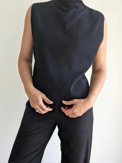 Vintage Faded Black Sleeveless SIlk Knit