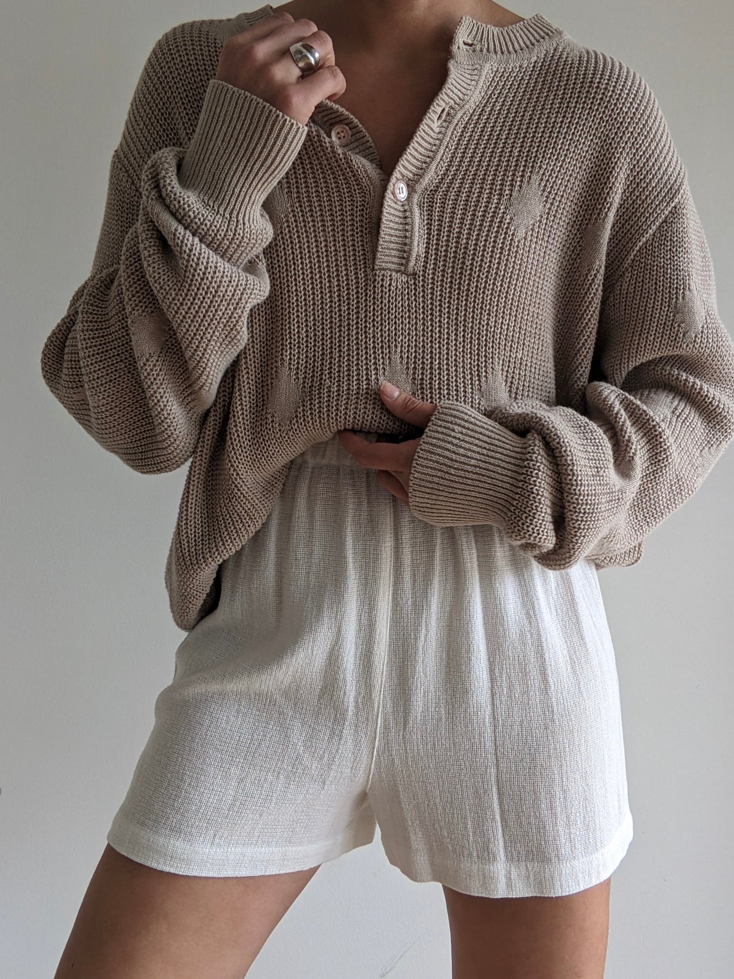 Vintage Stone Knit Henley