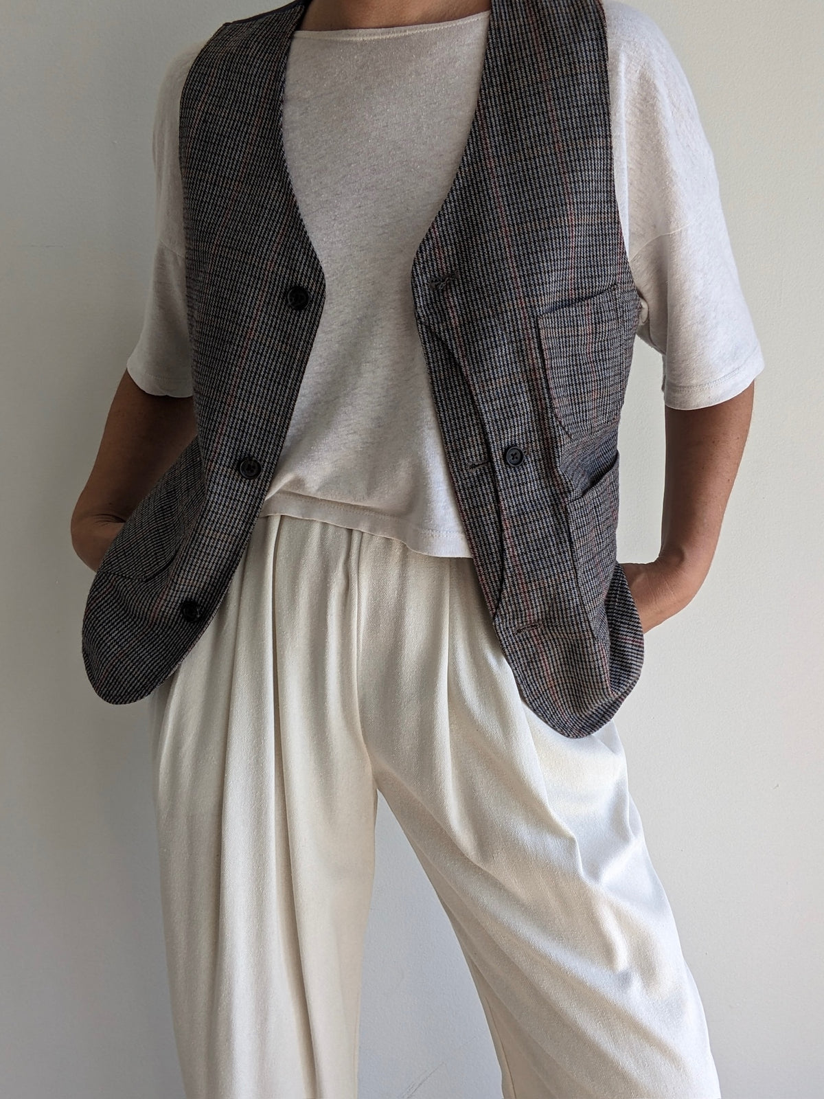 Plaid Wool Pocket Vest