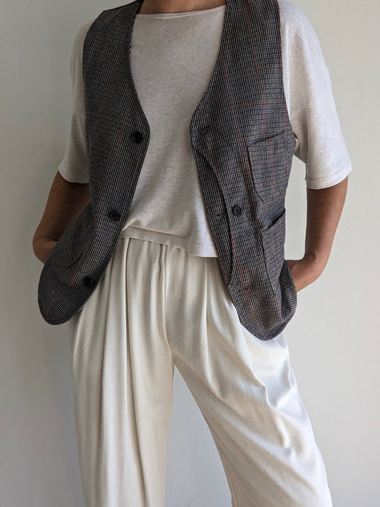Plaid Wool Pocket Vest