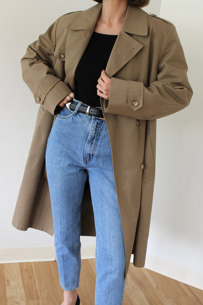 Vintage Belted Khaki Twill Trench Coat