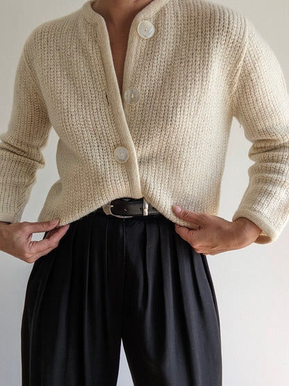 Beautiful Vintage Buttercream Mohair Cardigan