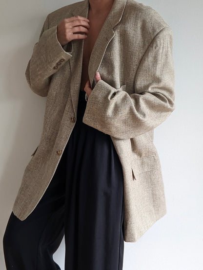 Vintage Oat Woven Silk Blazer