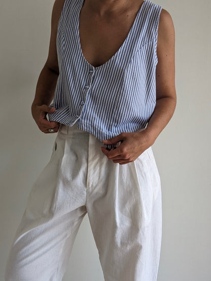 90s Cropped Sky Striped Vest