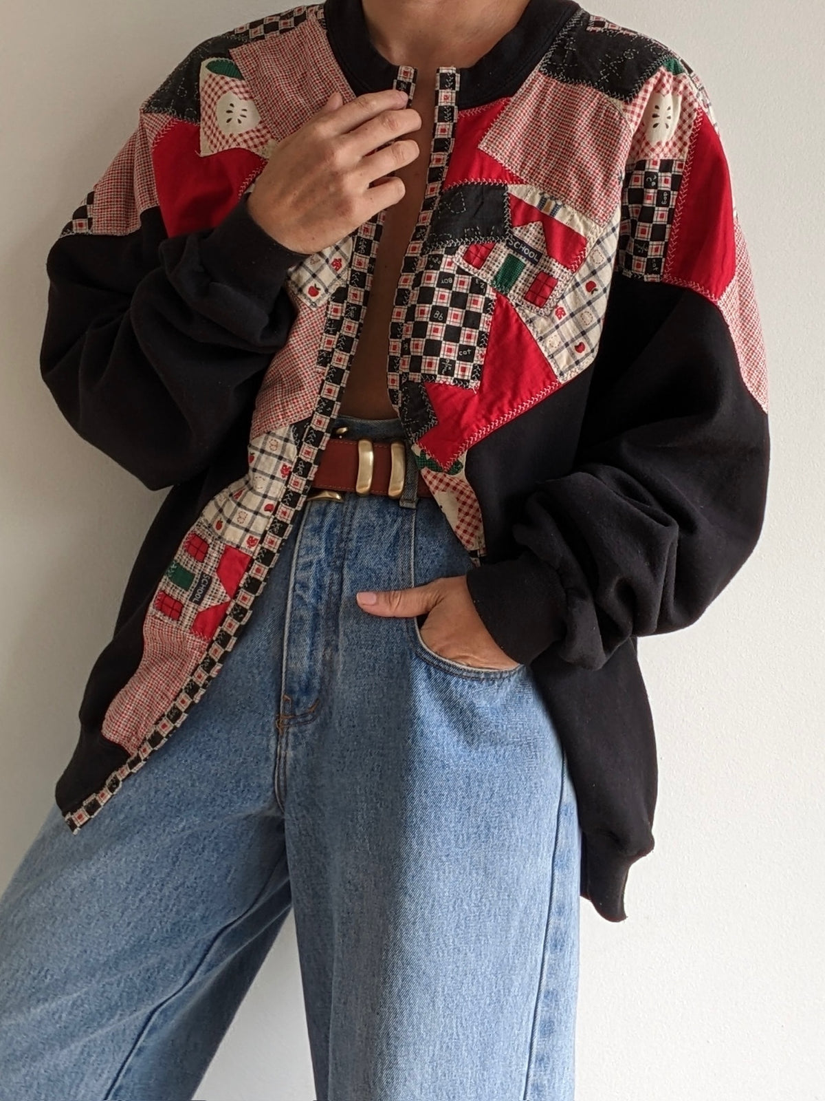 Amazing Vintage Patchwork Quilt Sweatshirt Cardigan